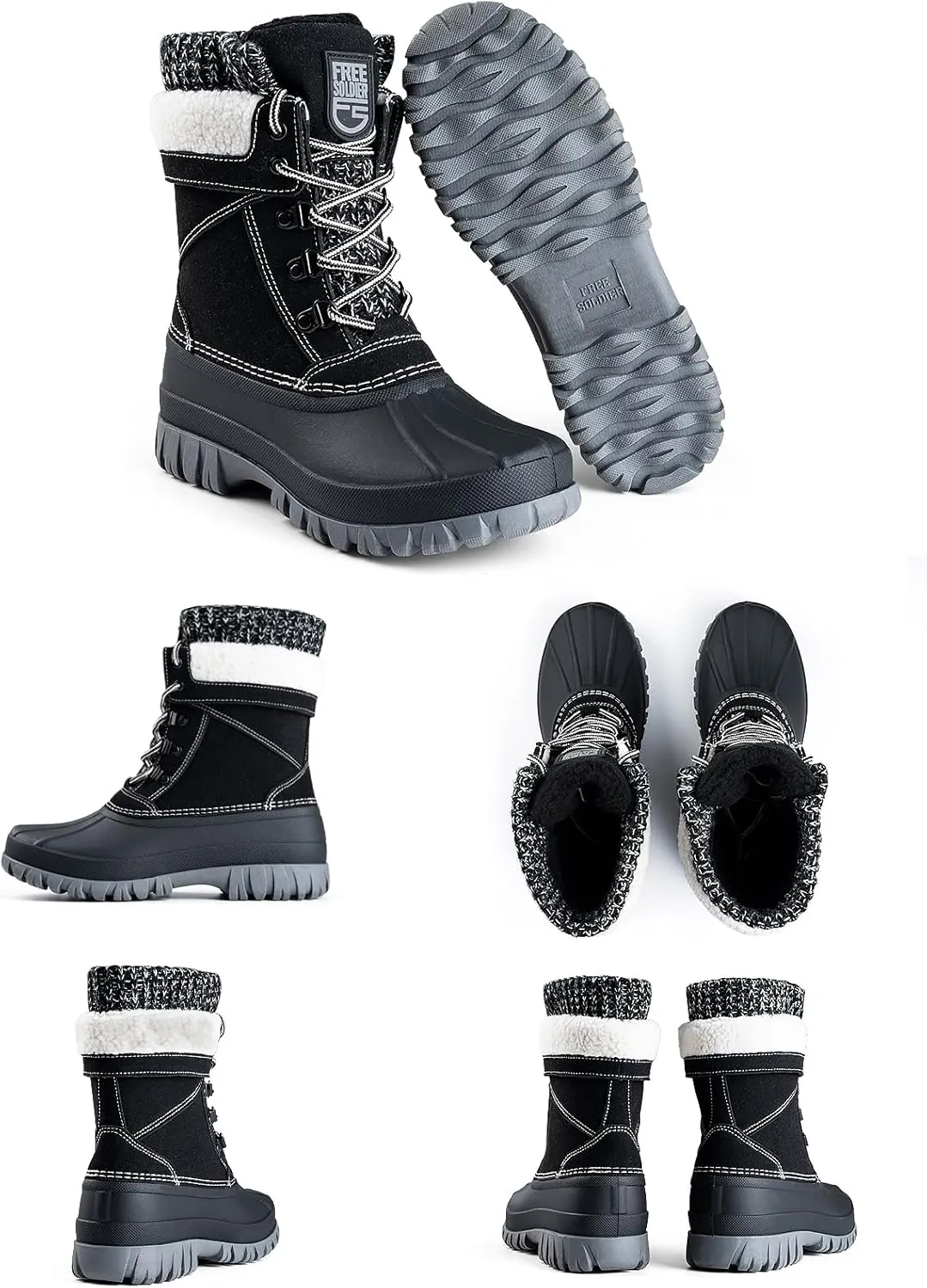 FREE SOLDIER Women's Waterproof Winter Cold Weather Snow Boots for Women Outdoor Fashion Duck Boots Comfortable Insulated