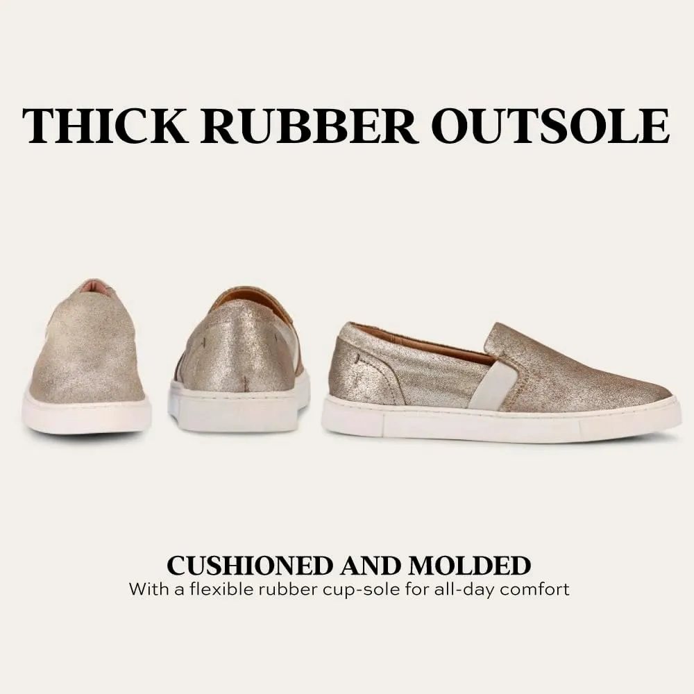 Frye Ivy Slip-On Shoes for Women Featuring Soft Leather with Thick Rubber Outsole, Removable Molded Footbed, and Padded Collar and Vamp
