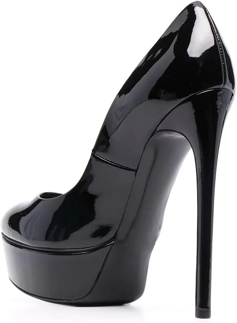 FSJ Women Classic Chunky High Heels Pumps Platform Closed Toe Sexy Slip On Ladies Shoes Size 4-15 US