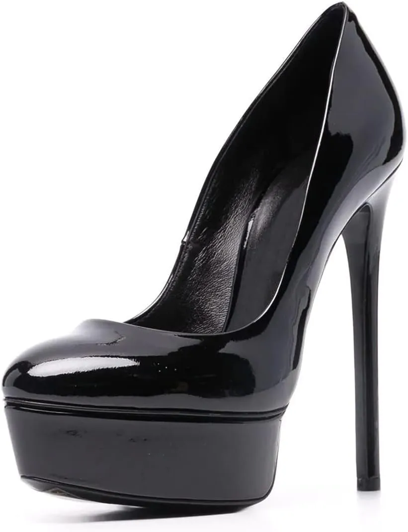 FSJ Women Classic Chunky High Heels Pumps Platform Closed Toe Sexy Slip On Ladies Shoes Size 4-15 US