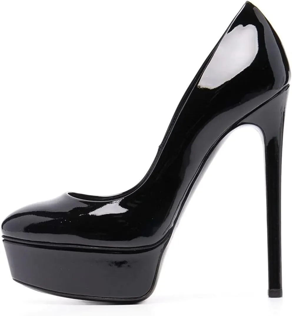 FSJ Women Classic Chunky High Heels Pumps Platform Closed Toe Sexy Slip On Ladies Shoes Size 4-15 US