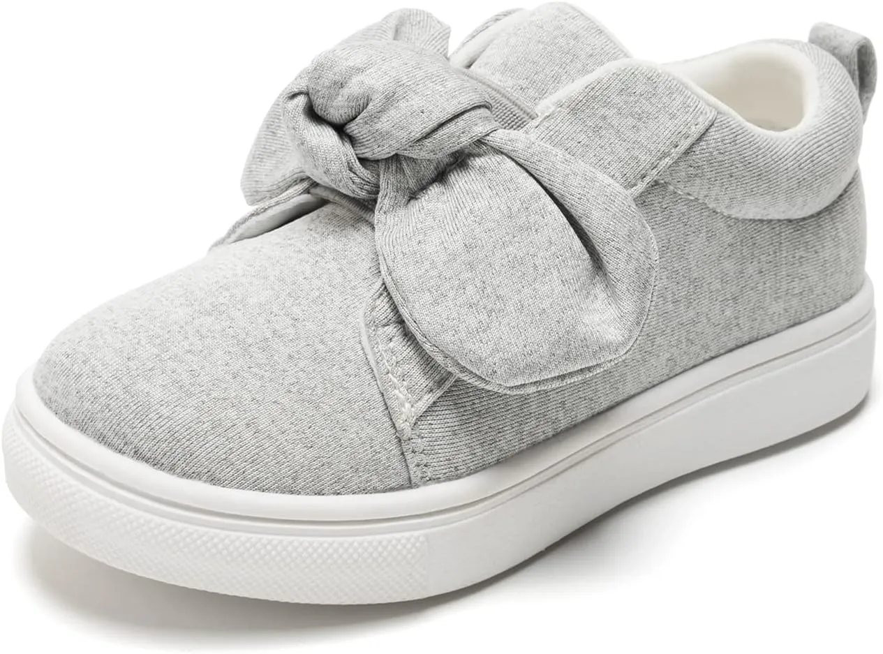 FUNKYMONKEY Girls Sneakers Lightweight Cute Bowknot Casual Walking Shoes for Toddler/Little Kids