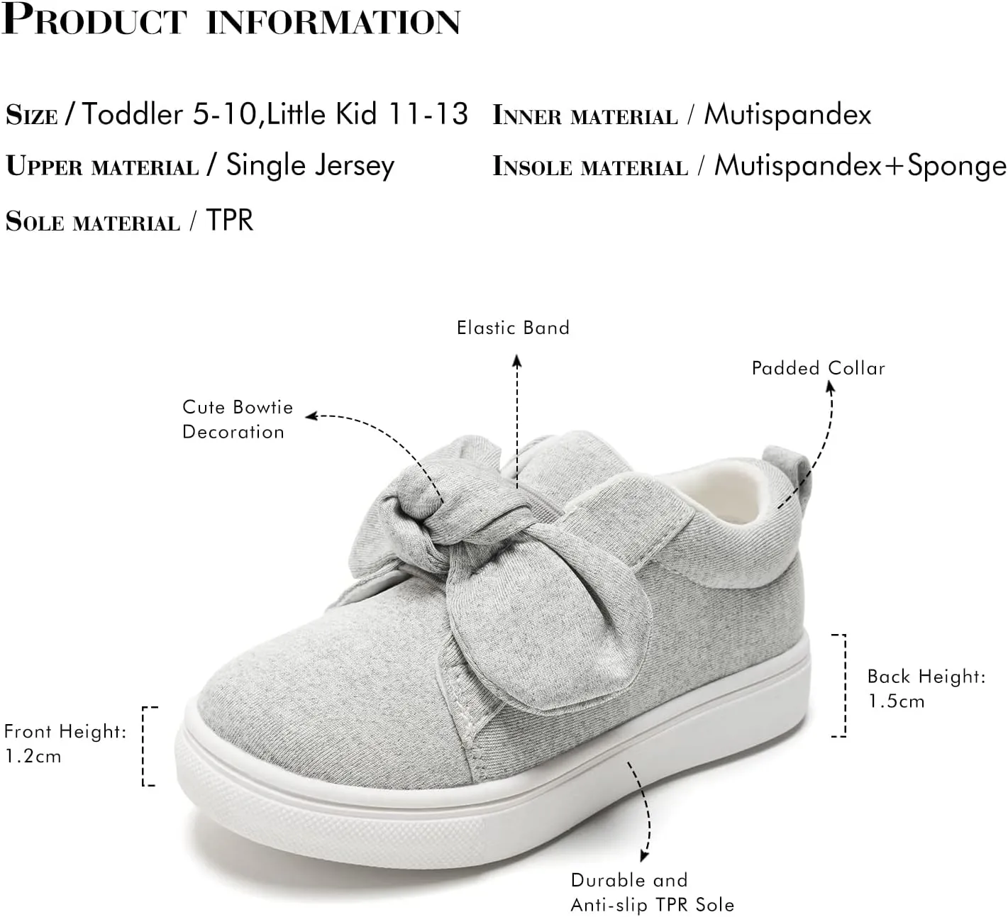 FUNKYMONKEY Girls Sneakers Lightweight Cute Bowknot Casual Walking Shoes for Toddler/Little Kids
