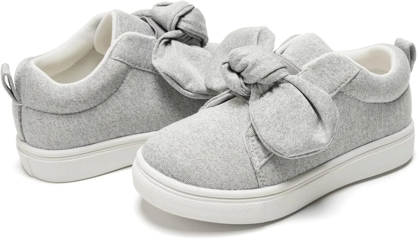 FUNKYMONKEY Girls Sneakers Lightweight Cute Bowknot Casual Walking Shoes for Toddler/Little Kids