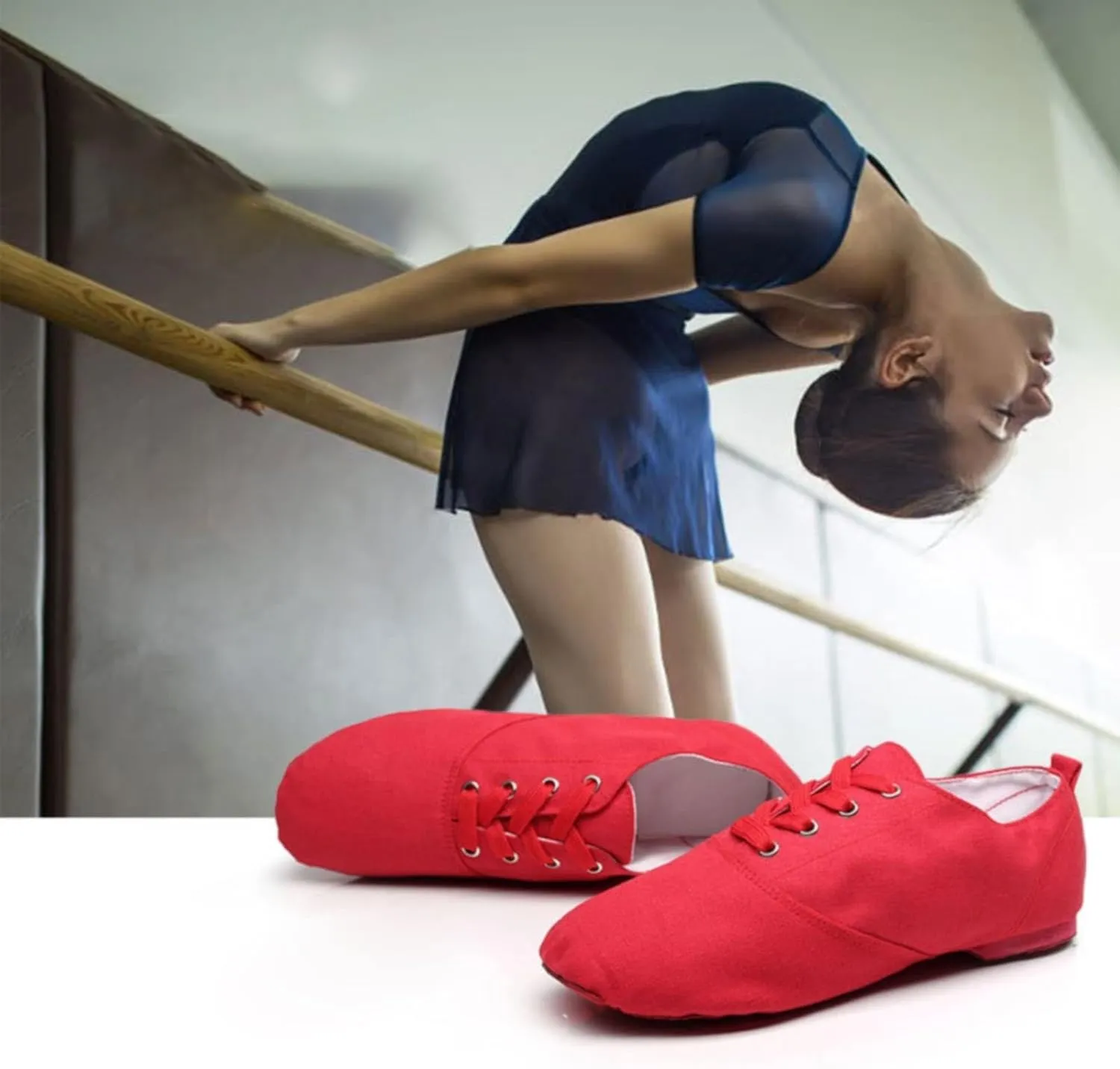 Girls Jazz Shoes Soft Dance Lace-up Ballet Boots Lightweight Kid Yoga Performance Sneakers