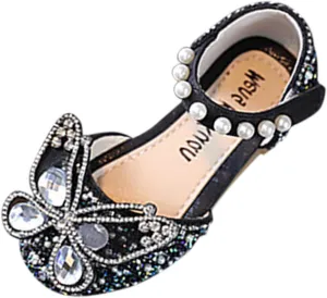 Girls Sandals, Open Toe Cute Butterfly Princess Girls Flat, Sparkly Summer Dress Shoes Sandals for Cheer Shoes Girls