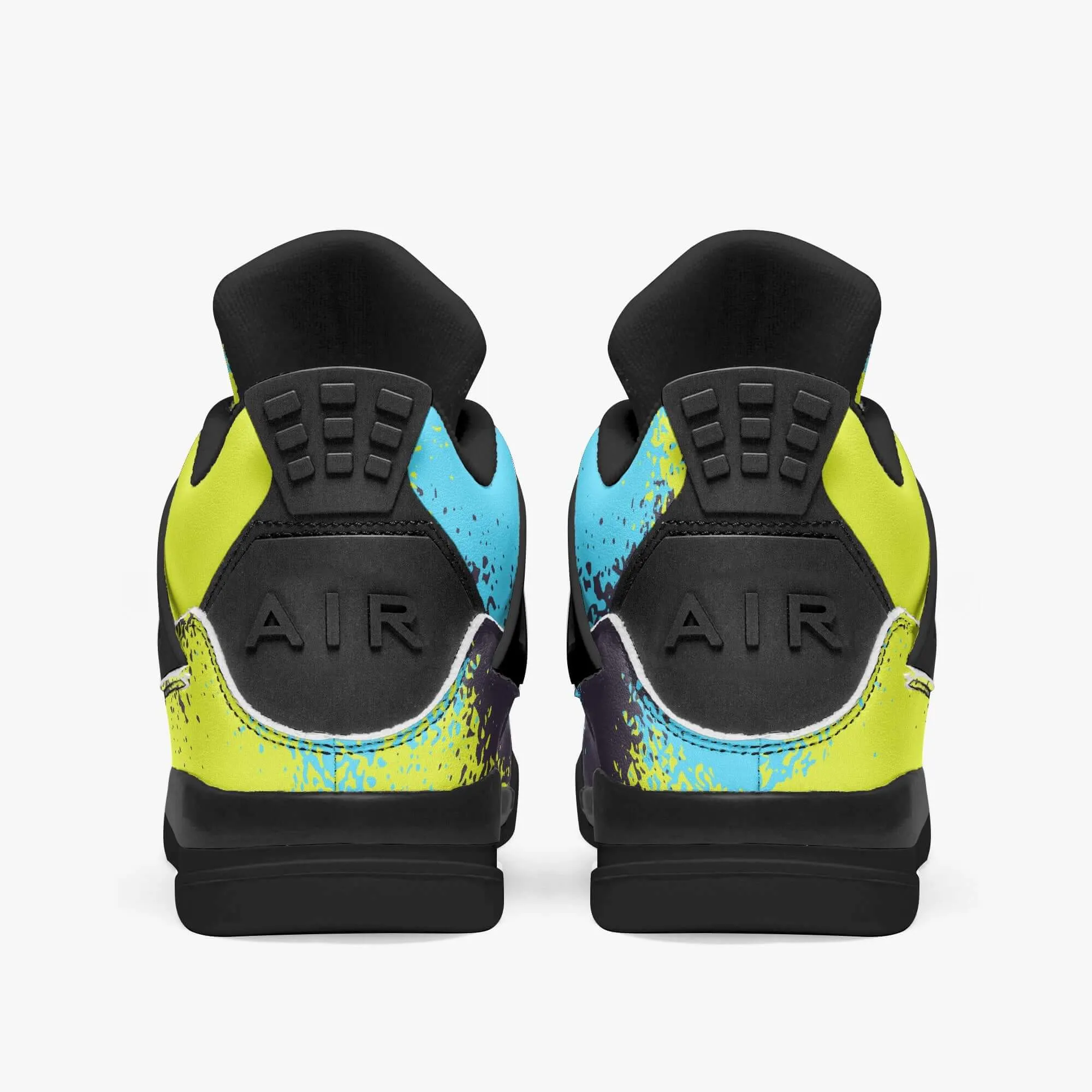 Graffiti Sneakers | Black, Blue and Yellow Jordans AJ4 Style