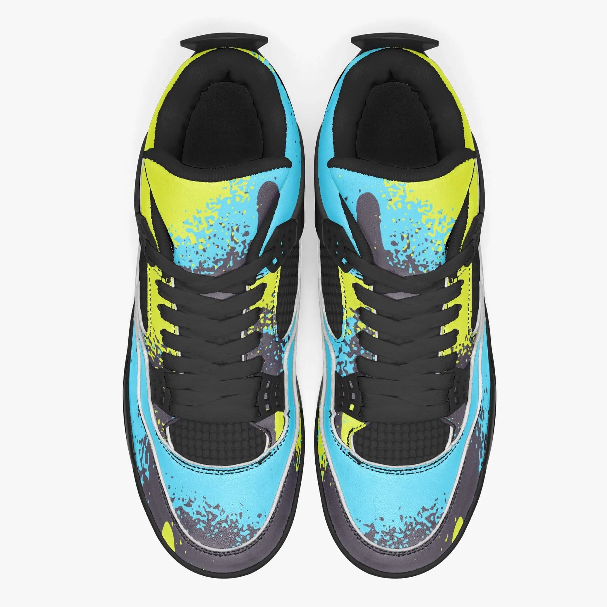 Graffiti Sneakers | Black, Blue and Yellow Jordans AJ4 Style