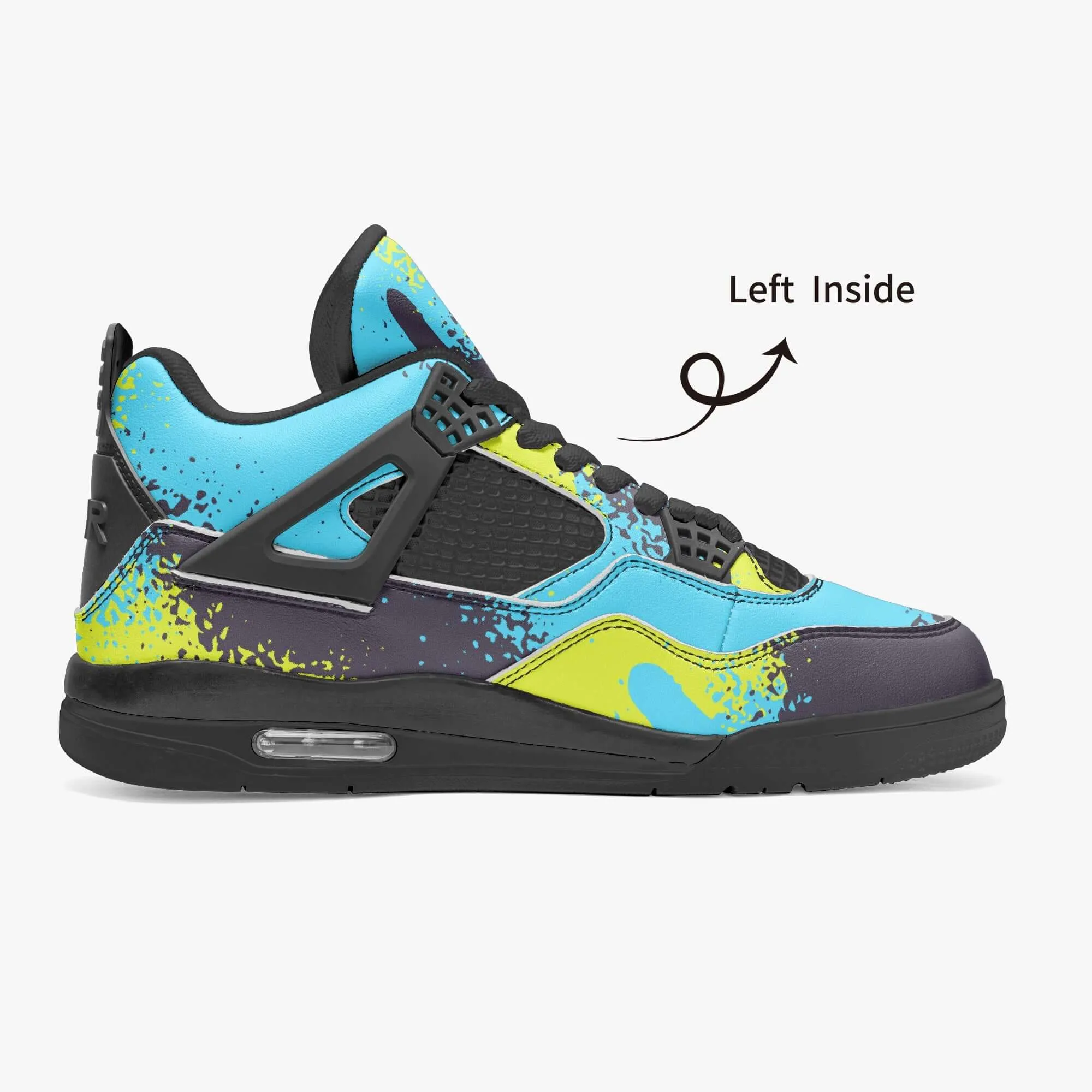 Graffiti Sneakers | Black, Blue and Yellow Jordans AJ4 Style