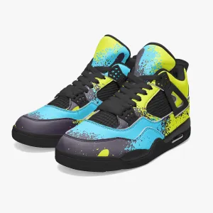 Graffiti Sneakers | Black, Blue and Yellow Jordans AJ4 Style
