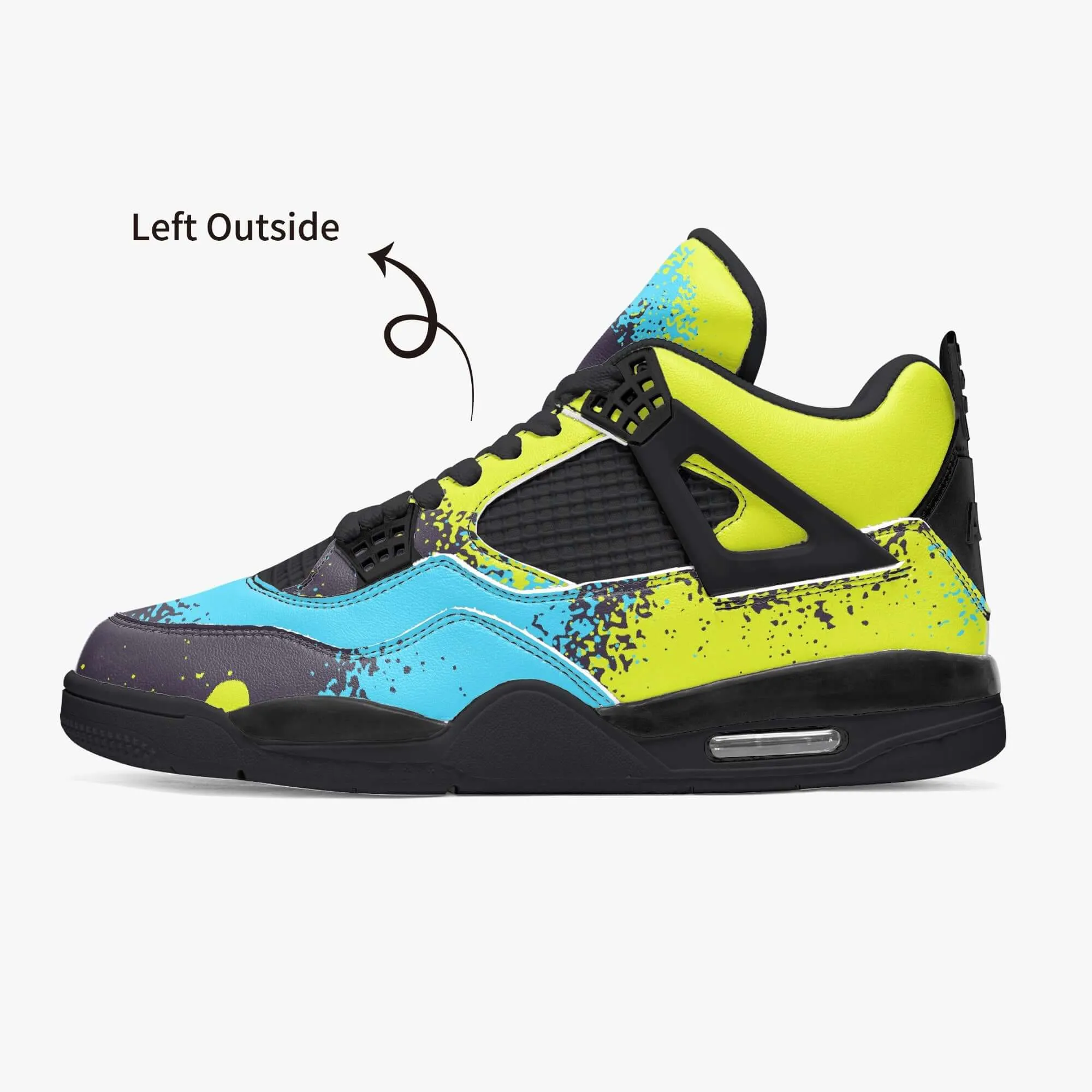 Graffiti Sneakers | Black, Blue and Yellow Jordans AJ4 Style
