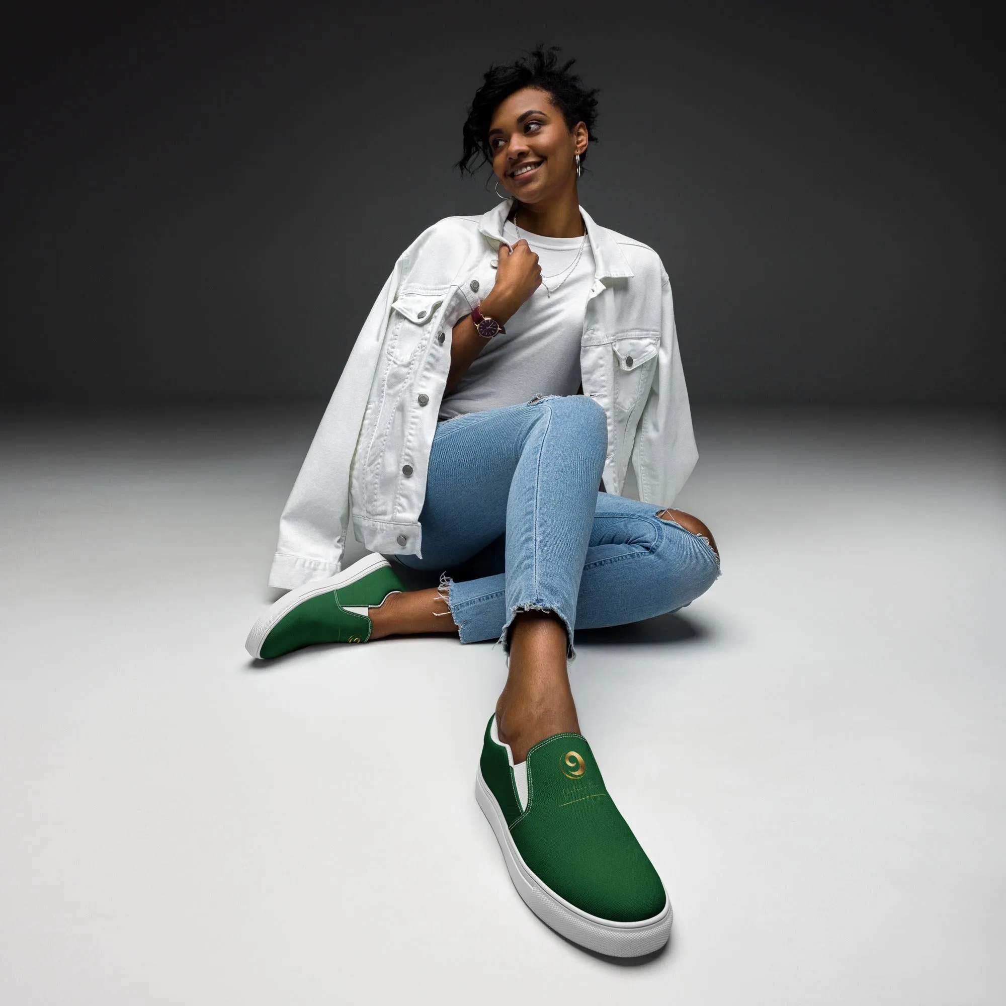 Green Chaitanya Abara Women’s Slip-on Canvas Shoes