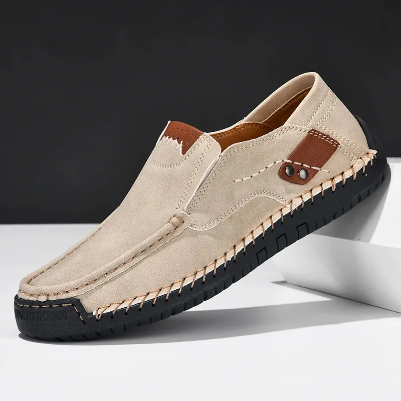 Handmade Leather Casual Slip-On Loafers for Men - Comfortable Flats
