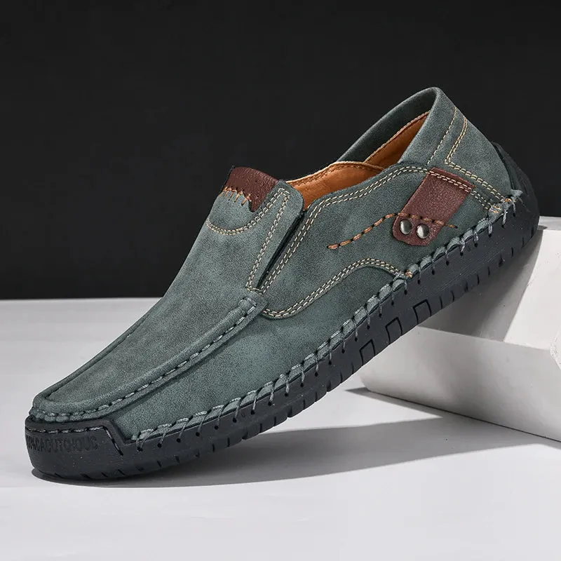 Handmade Leather Casual Slip-On Loafers for Men - Comfortable Flats