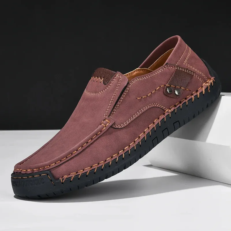 Handmade Leather Casual Slip-On Loafers for Men - Comfortable Flats