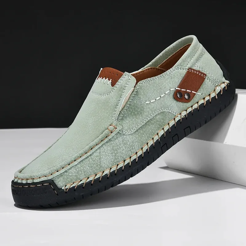 Handmade Leather Casual Slip-On Loafers for Men - Comfortable Flats