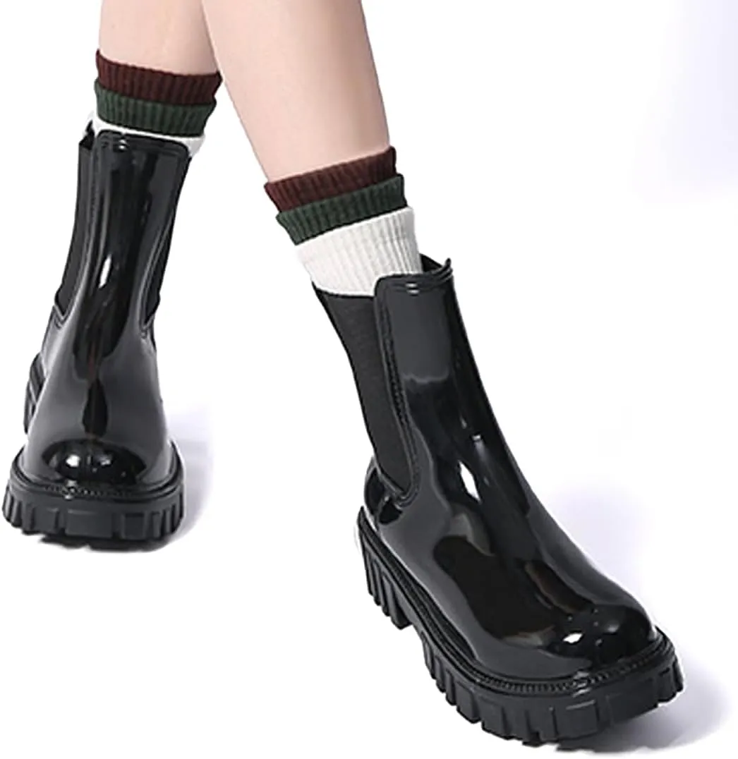 Harssidanzar Womens Ankle Rain Boots Waterproof Chelsea Boots,Anti-Slipping Rainboots and Garden Shoes for Ladies with Comfortable Insoles HL211US