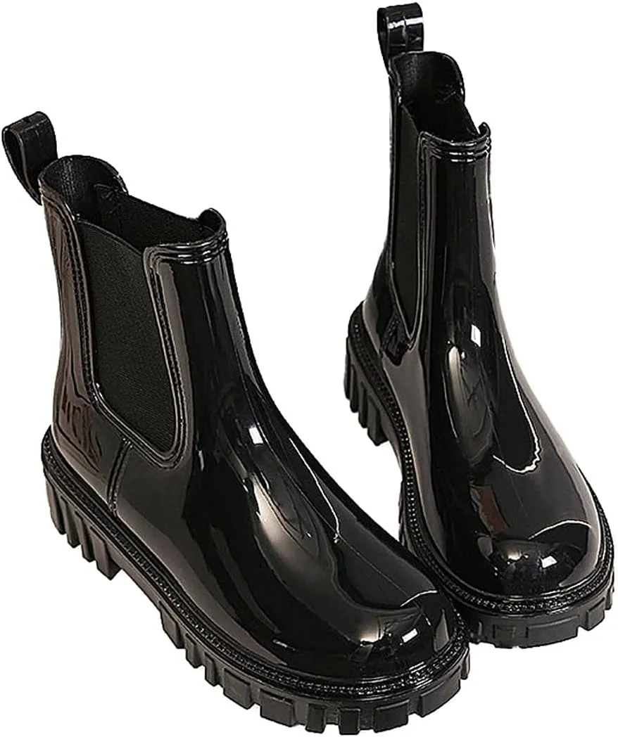 Harssidanzar Womens Ankle Rain Boots Waterproof Chelsea Boots,Anti-Slipping Rainboots and Garden Shoes for Ladies with Comfortable Insoles HL211US