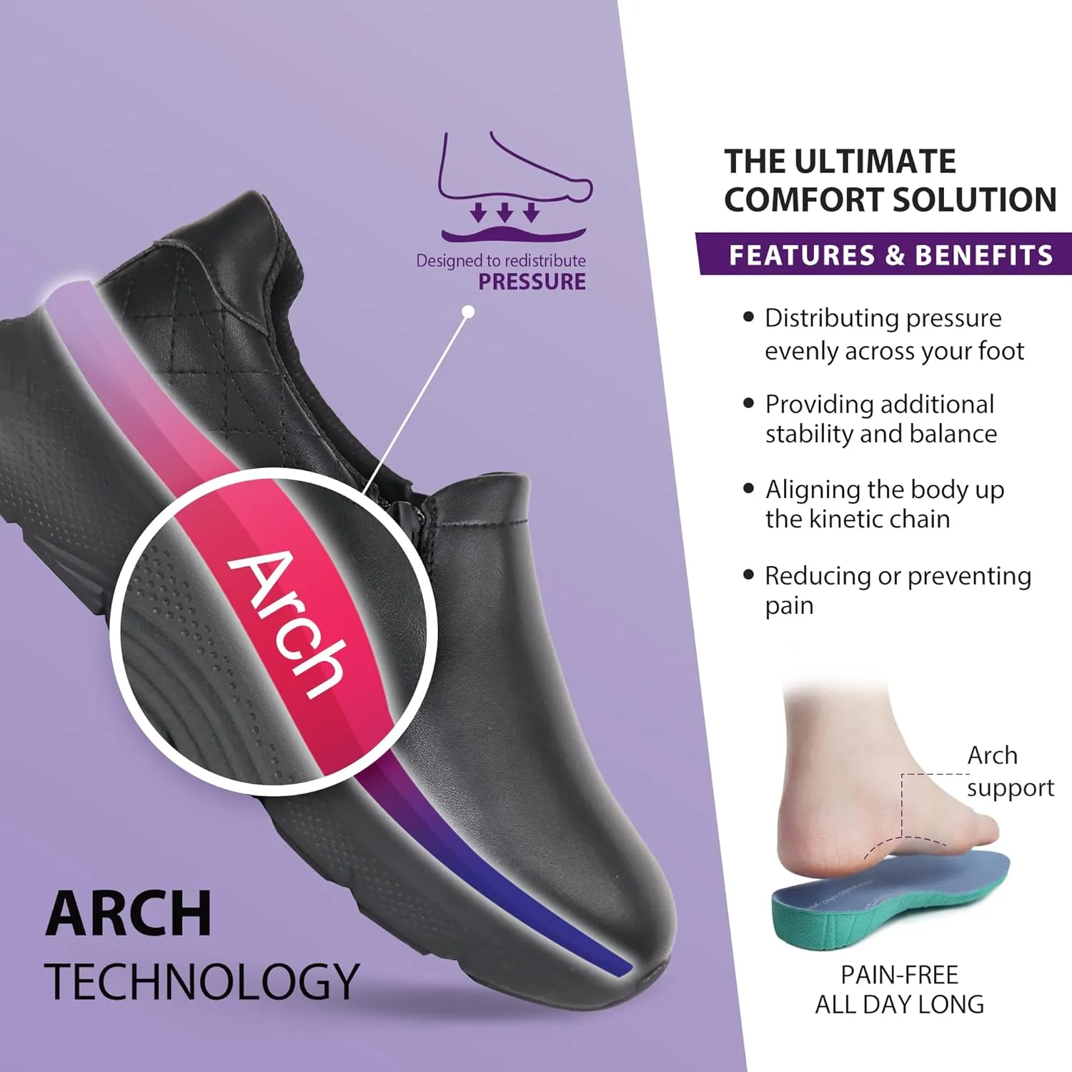 Hawkwell Women's Slip On Arch Support Comfortable Nurse Shoes Slip Resistant Lightweight Work Shoes