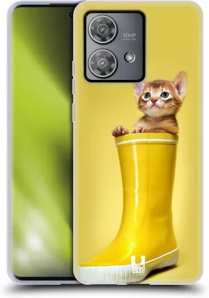 Head Case Designs Abyssinian Kitty in A Boot Funny Animals Soft Gel Case Compatible with Motorola Edge 40 Neo 5G