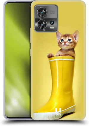 Head Case Designs Abyssinian Kitty in A Boot Funny Animals Soft Gel Case Compatible with Motorola Moto Edge 30 Fusion