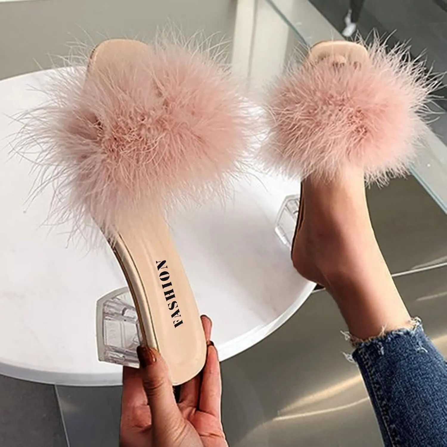 Heels for Women Summer Slip On Shoes Comfortable Dress Pumps Shoe Square/Pointed Toe Heeled Sandals Party Shoes