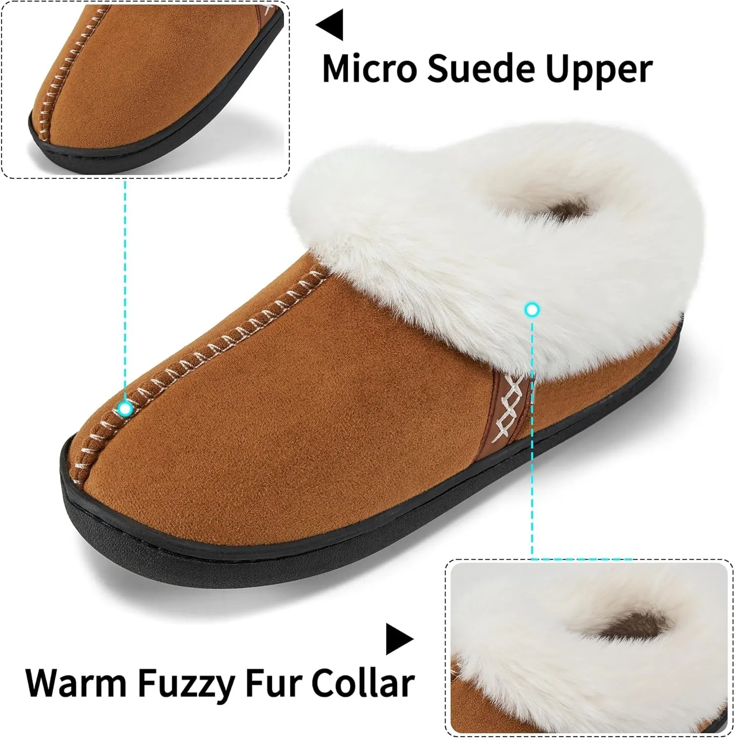 House Slippers for Woman Men, womens slippers on Fuzzy House Shoes Memory Foam with Fuzzy Faux Fur Comfortable Non-Slip Warm Shoes Indoor outdoor Size