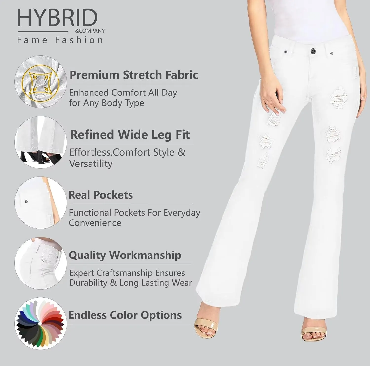 Hybrid & Company Women's Slim Boot Cut Stretch Pants