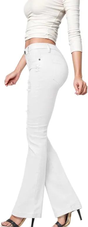 Hybrid & Company Women's Slim Boot Cut Stretch Pants