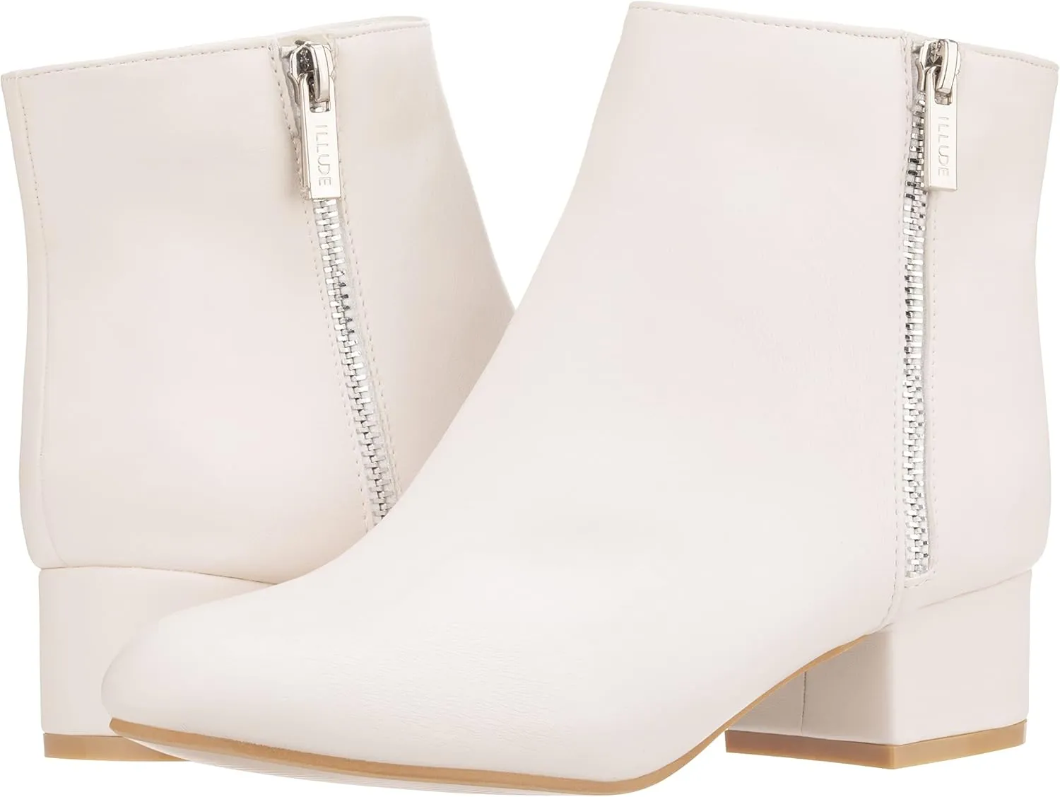 ILLUDE Women's Low Heel Ankle Boot - Casual Zip Up Bootie - Comfortable Everyday Round Toe Bootie - Chaya