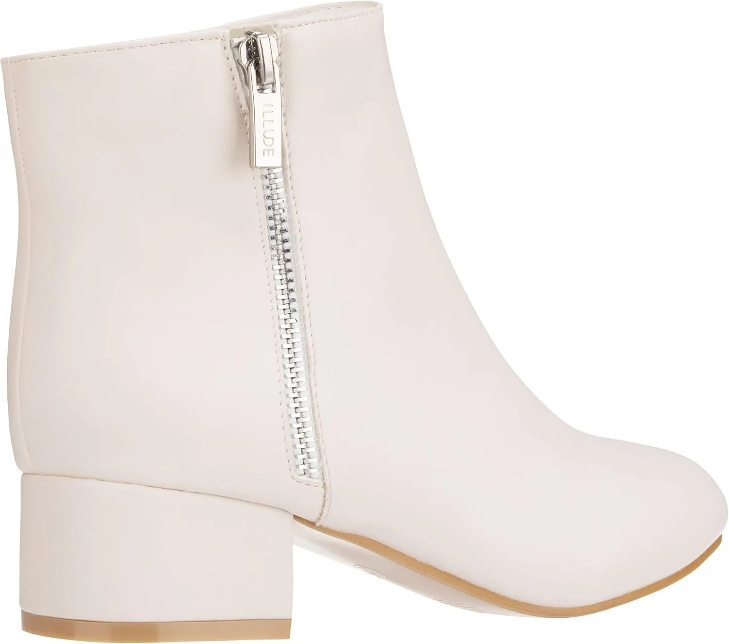 ILLUDE Women's Low Heel Ankle Boot - Casual Zip Up Bootie - Comfortable Everyday Round Toe Bootie - Chaya