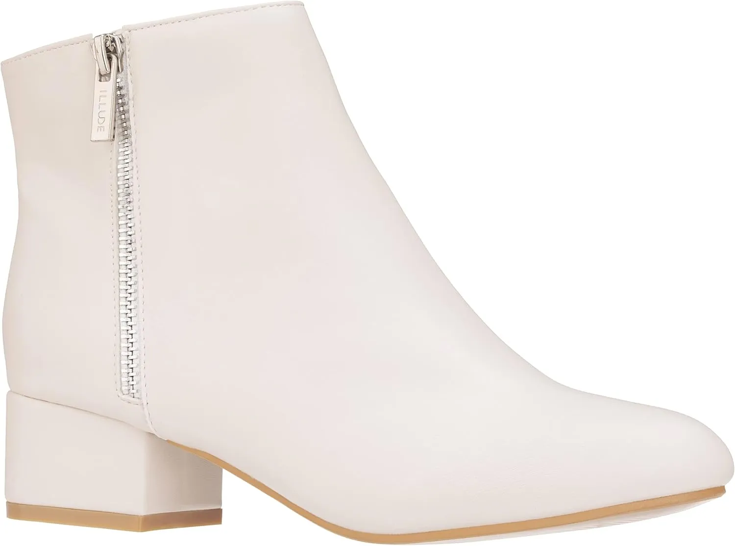 ILLUDE Women's Low Heel Ankle Boot - Casual Zip Up Bootie - Comfortable Everyday Round Toe Bootie - Chaya