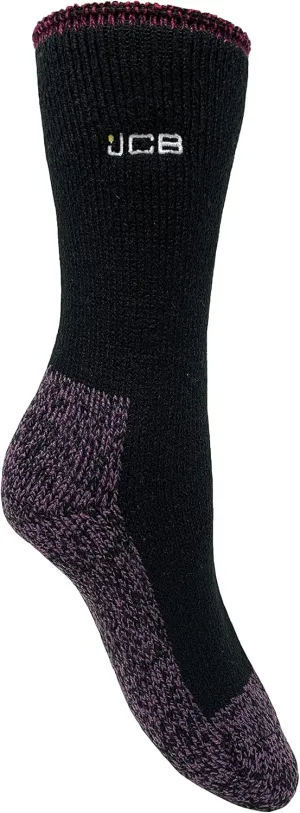 JCB - Ladies Thermasock Work Socks | 1 pack | Black | UK 4-7, EUR 37-41 | Womens Thick Thermal Winter Warm Socks