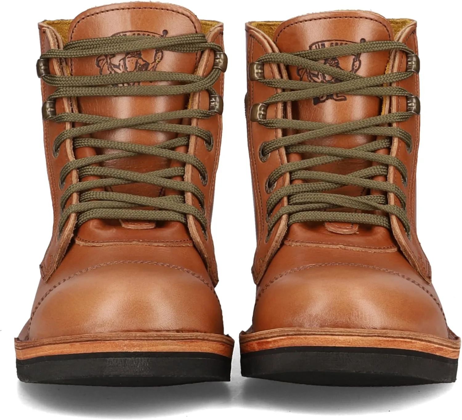 JIM GREEN Numzaan Frog Sole Boots Lace-Up Water Resistant Full Grain Leather Work or Hiking Boot