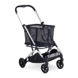 Joovy Boot Shopping Cart Featuring 70 lbs Total Weight Capacity, Stylish Removable Tote, Swivel Tires for Easy Steering, One-Handed Compact Fold, and One-Step Parking Brake (Silver Frame)