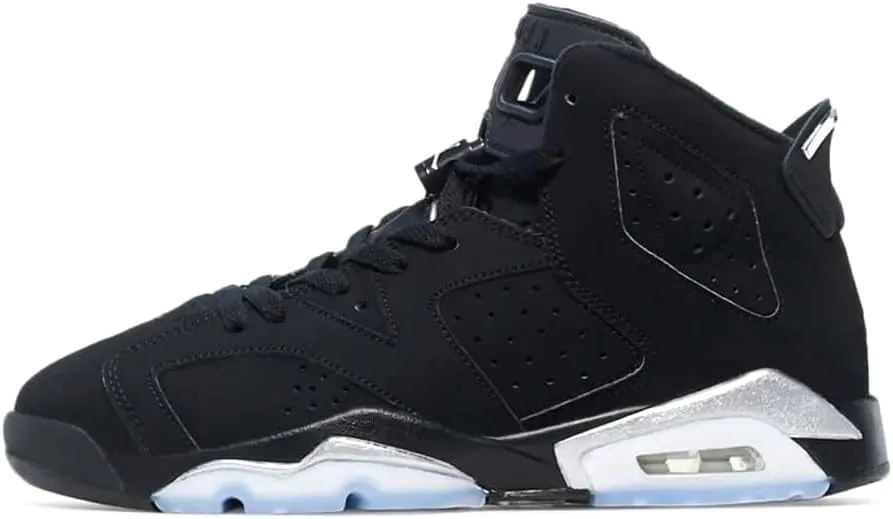 Jordan Youth Air 6 GS DX2835 001, Black/Chrome, 7 Big Kid