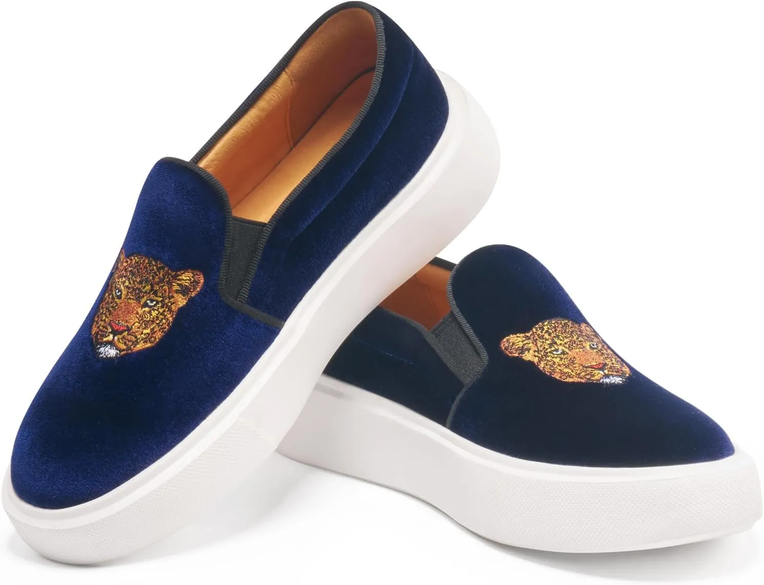 Journey West Women's Fashion Velvet Sneakers with Embroidery Comfortable Slip-On Work Shoes for Women