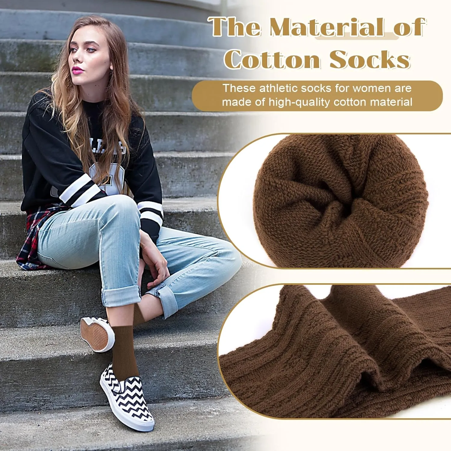 Justay Crew Socks for Women - Soft Knit Boot Calf Comfortable Cute Dress Cotton Socks Gifts