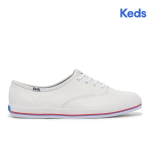 Keds Womens' Champion Leather Bottom Foxing Stripe White/Red/Blue (WH68076)