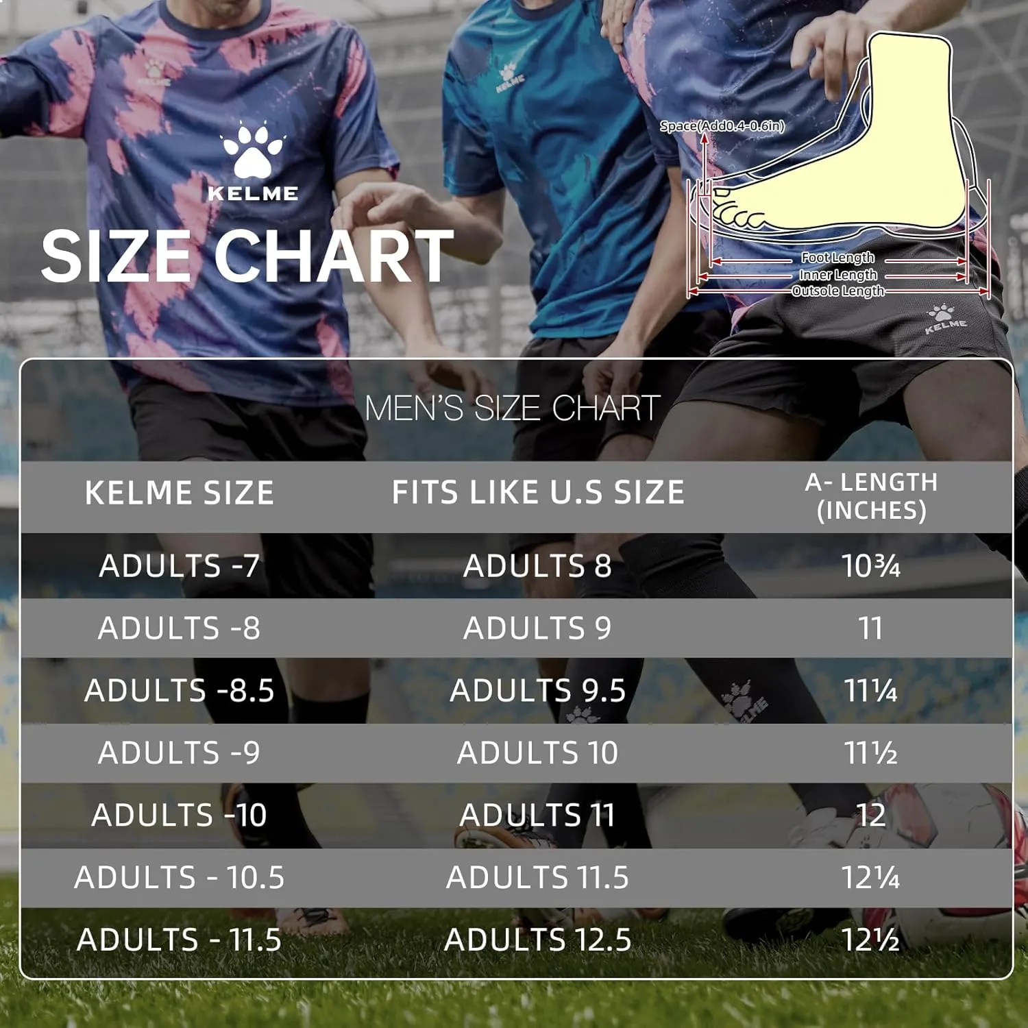 KELME Men's Soccer Shoes Arch Support Cleats Professional Futsal Sneaker Breathable Athletic Football Boots for Outdoor Indoor TF