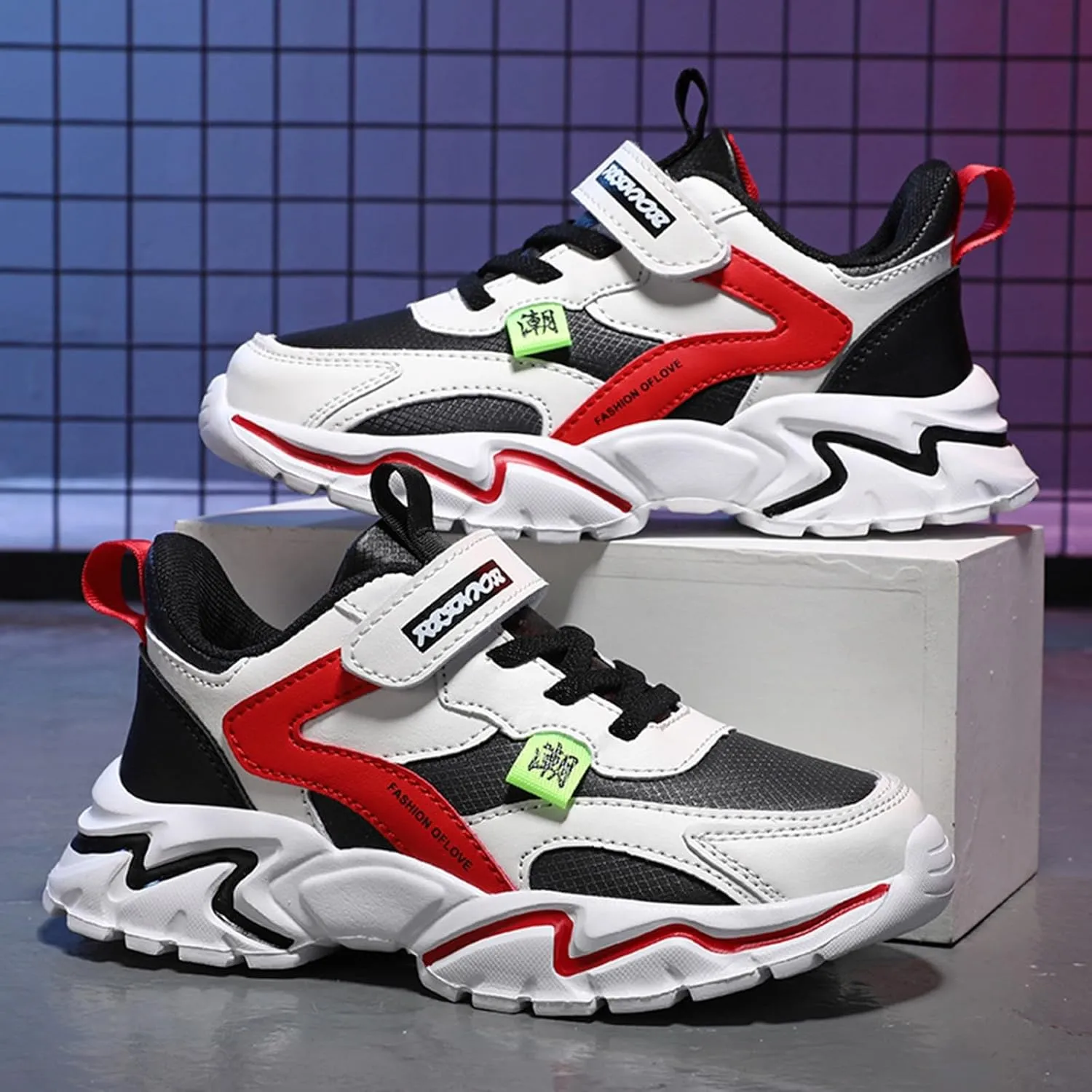 Kids Basketball Shoes Toddler Boys Girls Adjustable Mesh Sneakers Mid Top Training Shoes Non-Slip Sports Shoes