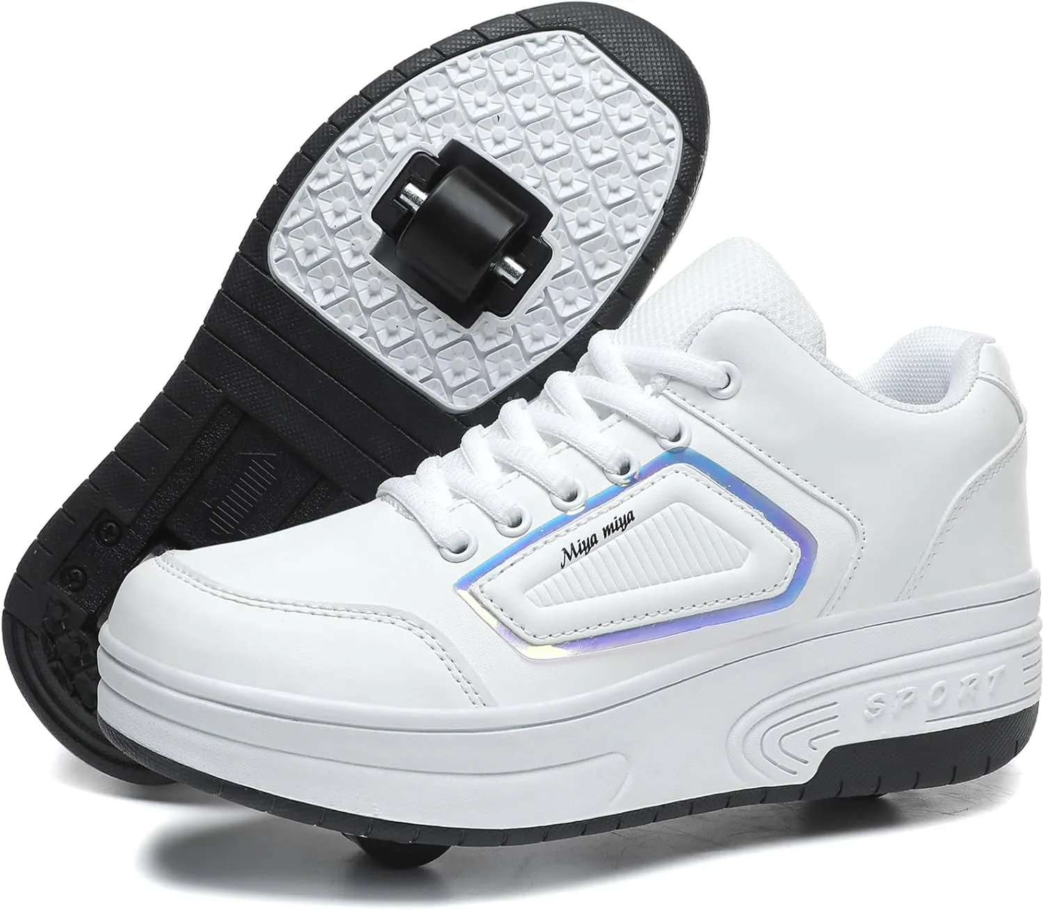 Kids Roller Skate Shoes Sneakers for Unisex, White-999