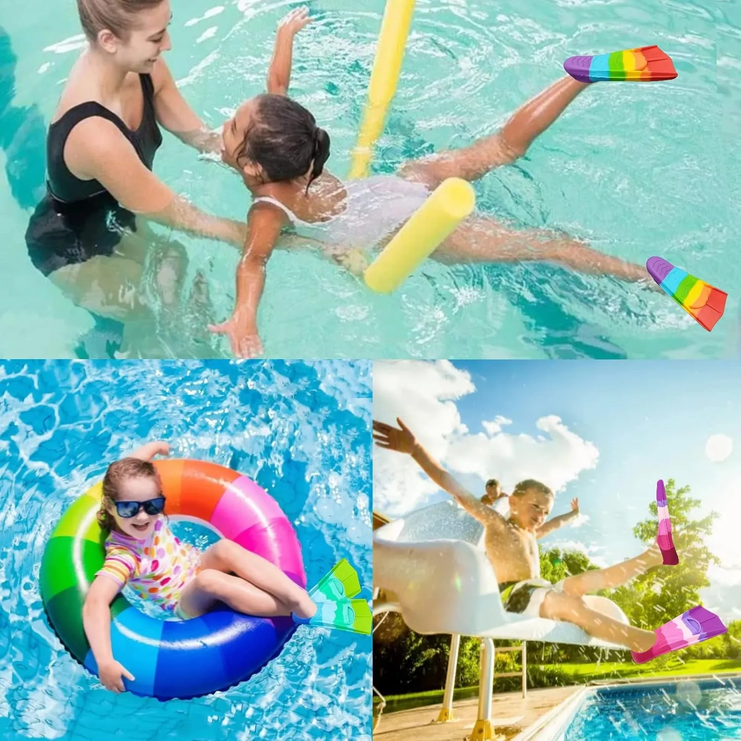 Kids Swim Fins,Comfortable Silicone Flippers for Swimming and Diving,Size Suitable Beginners Kids Girls Boys Adults