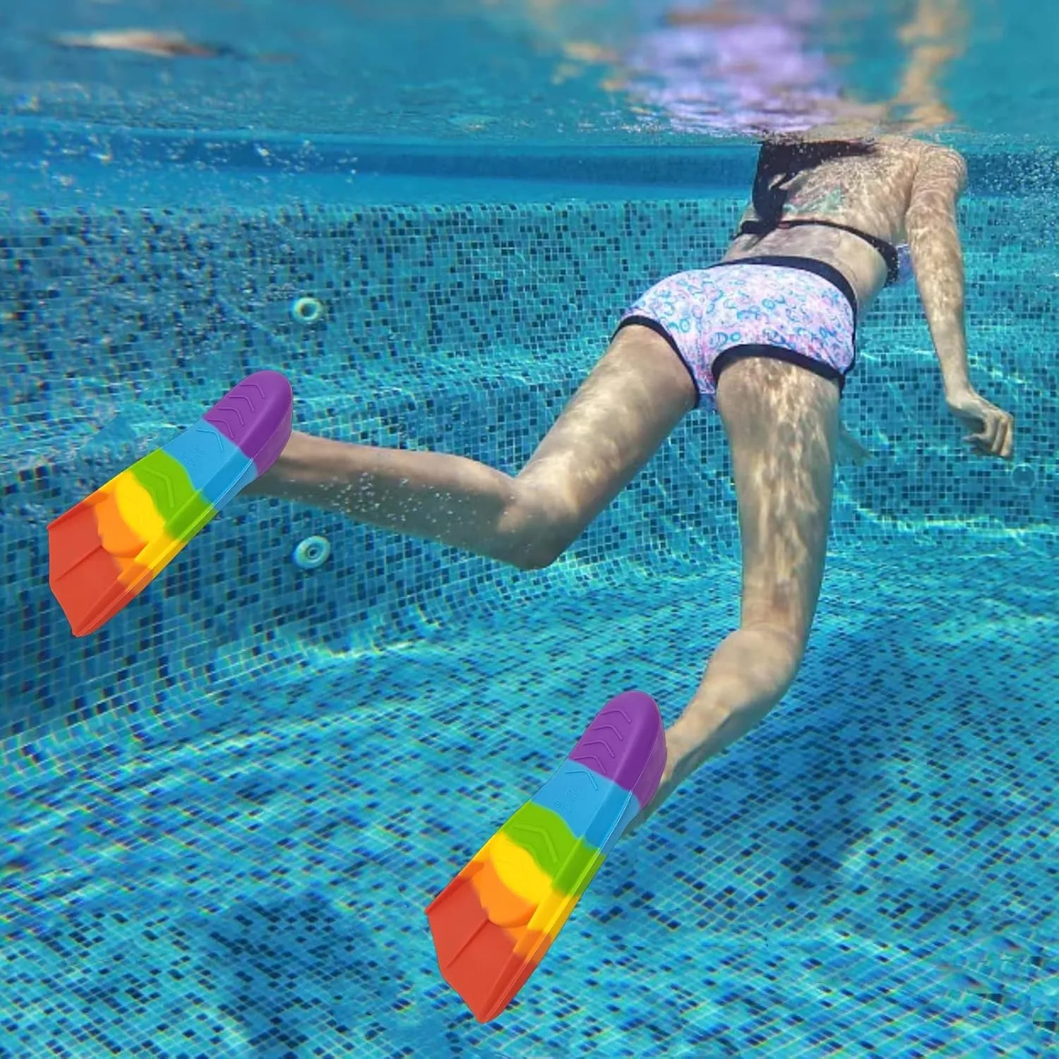 Kids Swim Fins,Comfortable Silicone Flippers for Swimming and Diving,Size Suitable Beginners Kids Girls Boys Adults