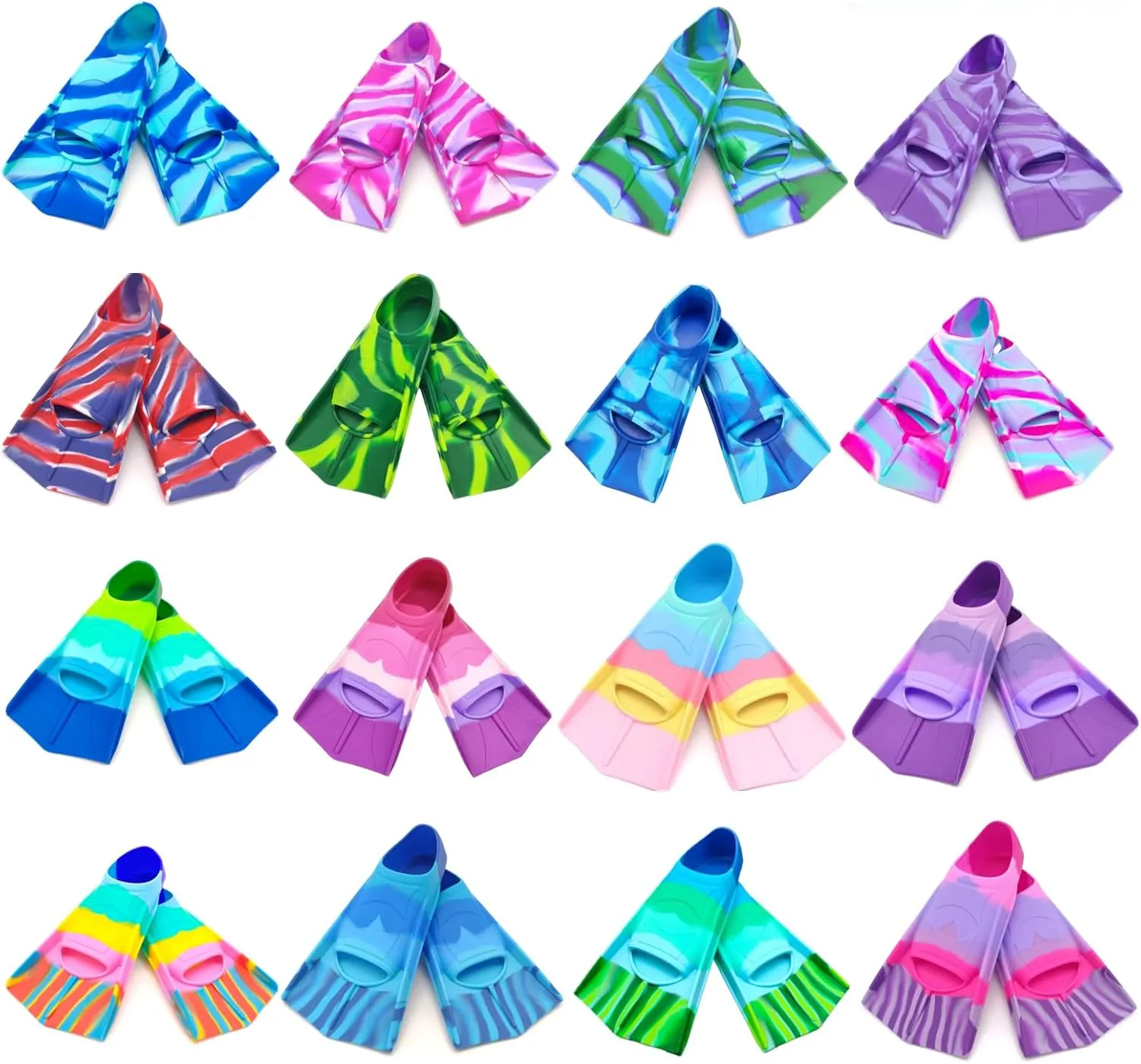 Kids Swim Fins,Comfortable Silicone Flippers for Swimming and Diving,Size Suitable Beginners Kids Girls Boys Adults