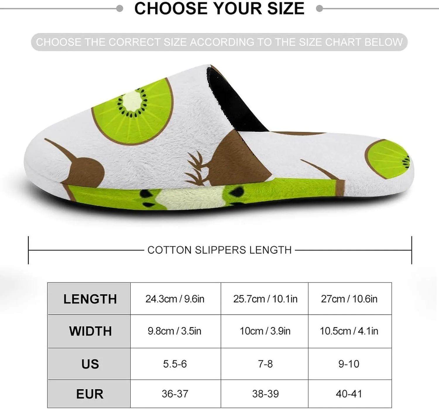 Kiwi Birds And Fruit Women's Washable Cotton Slippers Comfortable House Shoes Slip on House