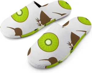 Kiwi Birds And Fruit Women's Washable Cotton Slippers Comfortable House Shoes Slip on House