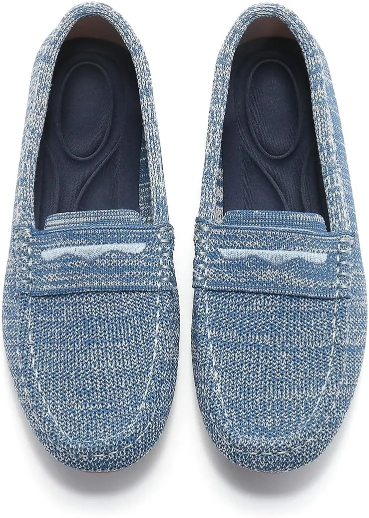 Knit Loafers for Women Comfortable Casual Slip On Driving Flats Shoes Comfortable Walking Boat Shoes