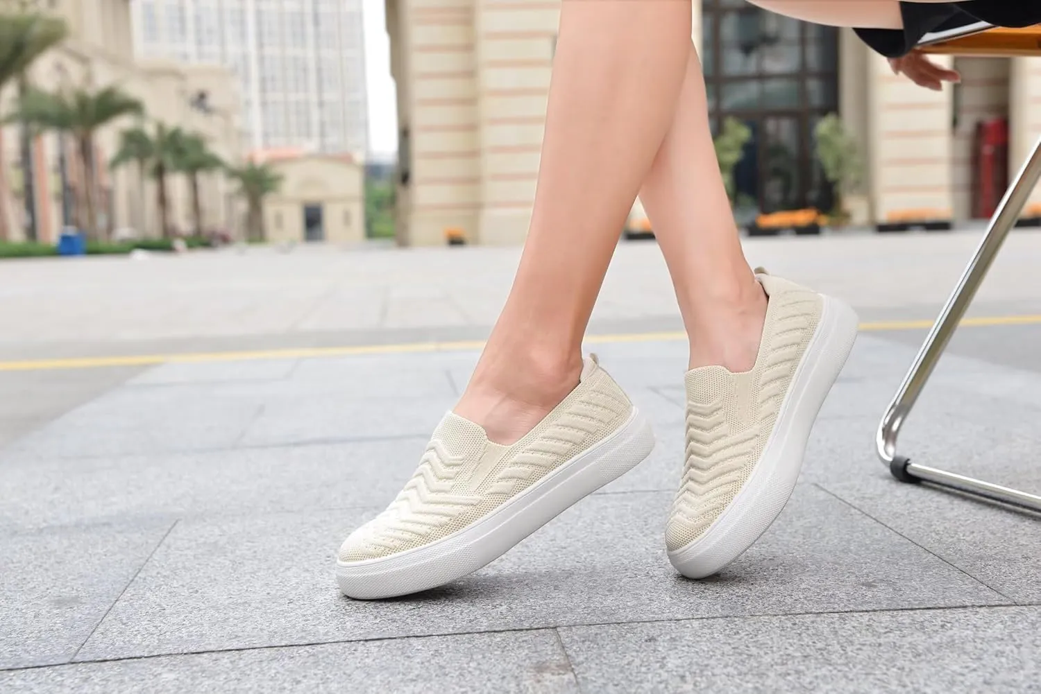 konhill Loafers for Women Slip on Walking Shoes Knit Breathable Tennis Work Comfortable Casual Fashion Sneakers