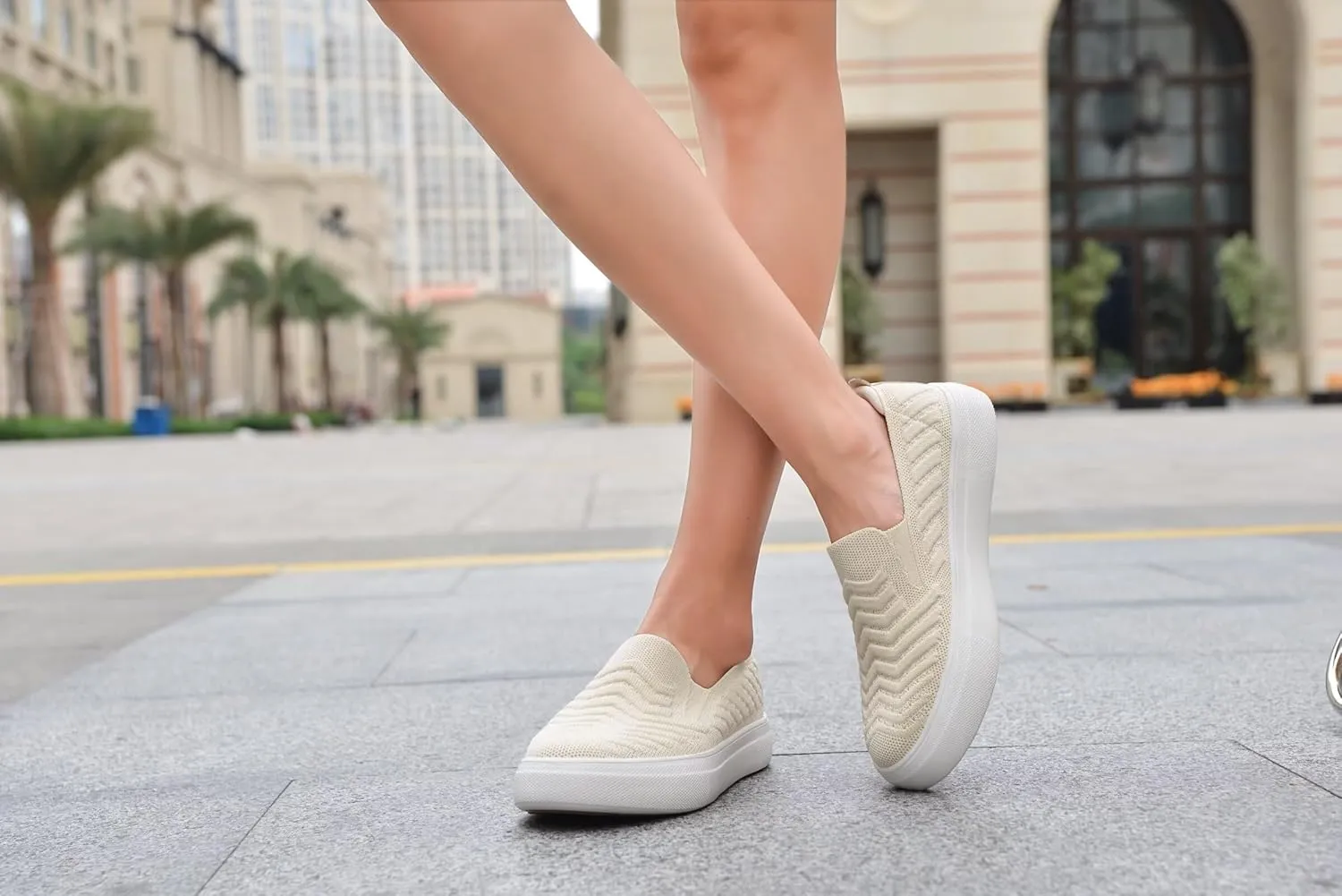 konhill Loafers for Women Slip on Walking Shoes Knit Breathable Tennis Work Comfortable Casual Fashion Sneakers